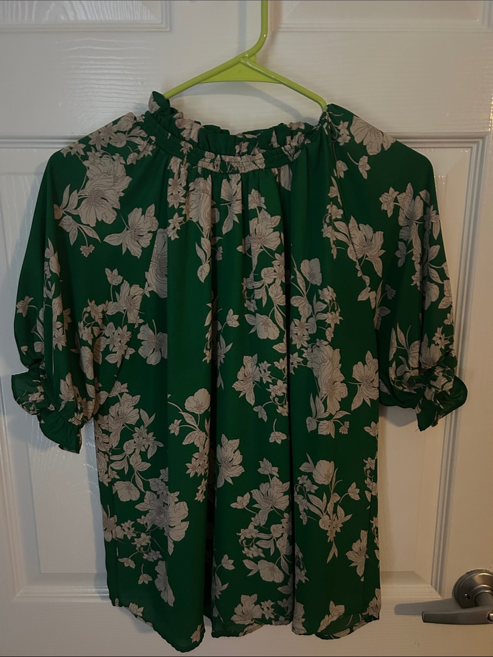 Sienna Sky Emerald Green Floral Off-Shoulder Blouse